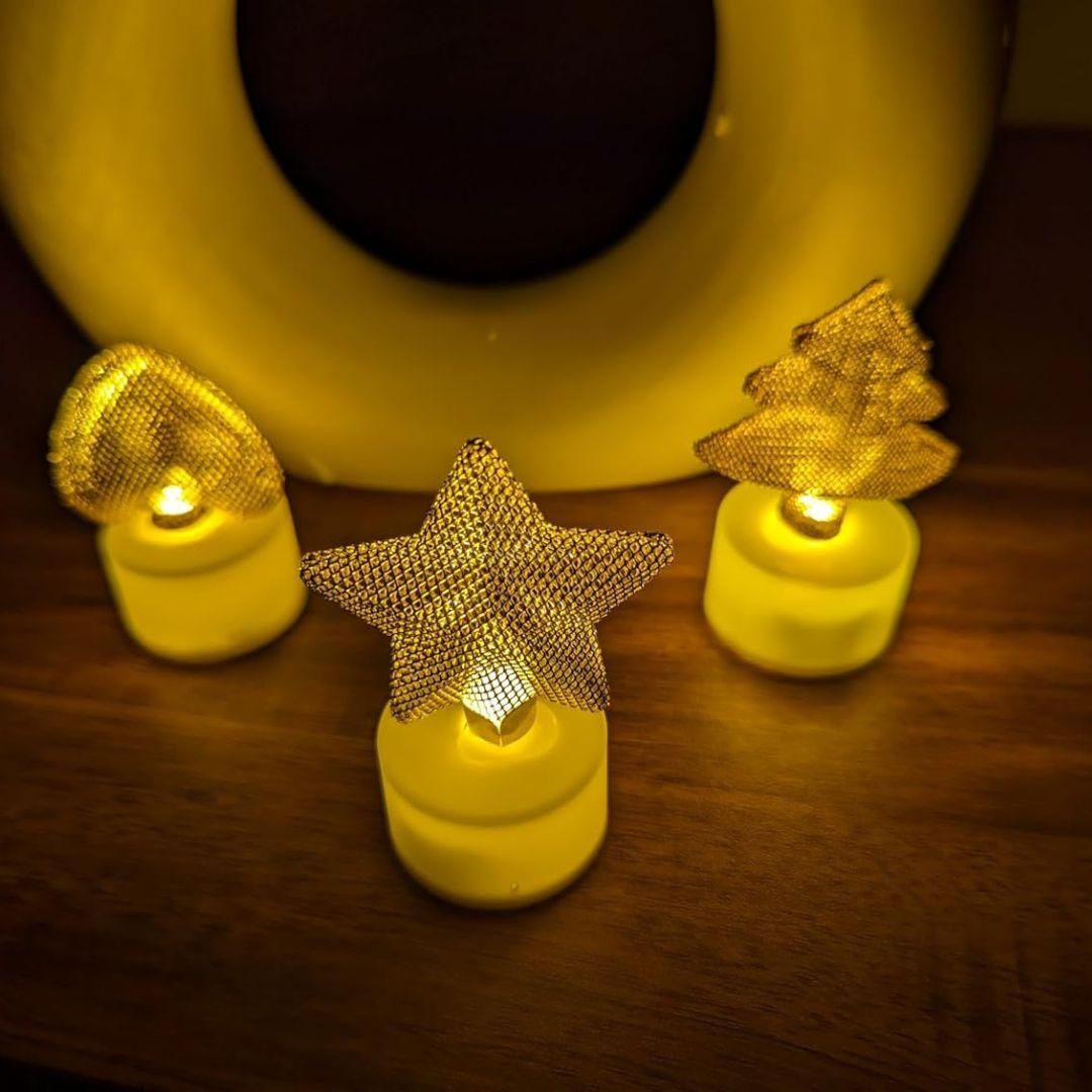 🕯️ Golden Net LED Tealight Candle Lanterns (Pack of 6)