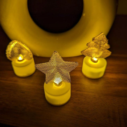 🕯️ Golden Net LED Tealight Candle Lanterns (Pack of 6)